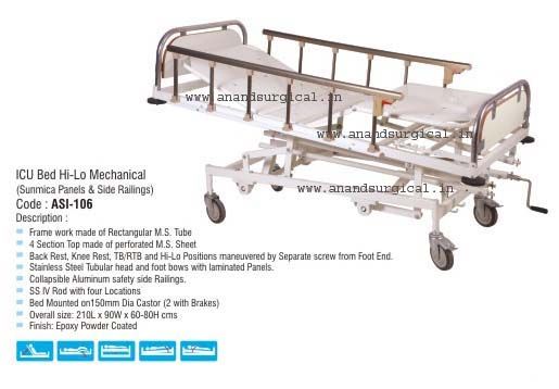 ICU Bed Hi-Lo Mechanical (Sunmica Panels &amp; Side Railings)