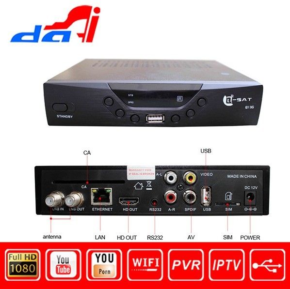 best Q-sat Q13g hd dstv decoder gprs satellite receiver iptv set top box