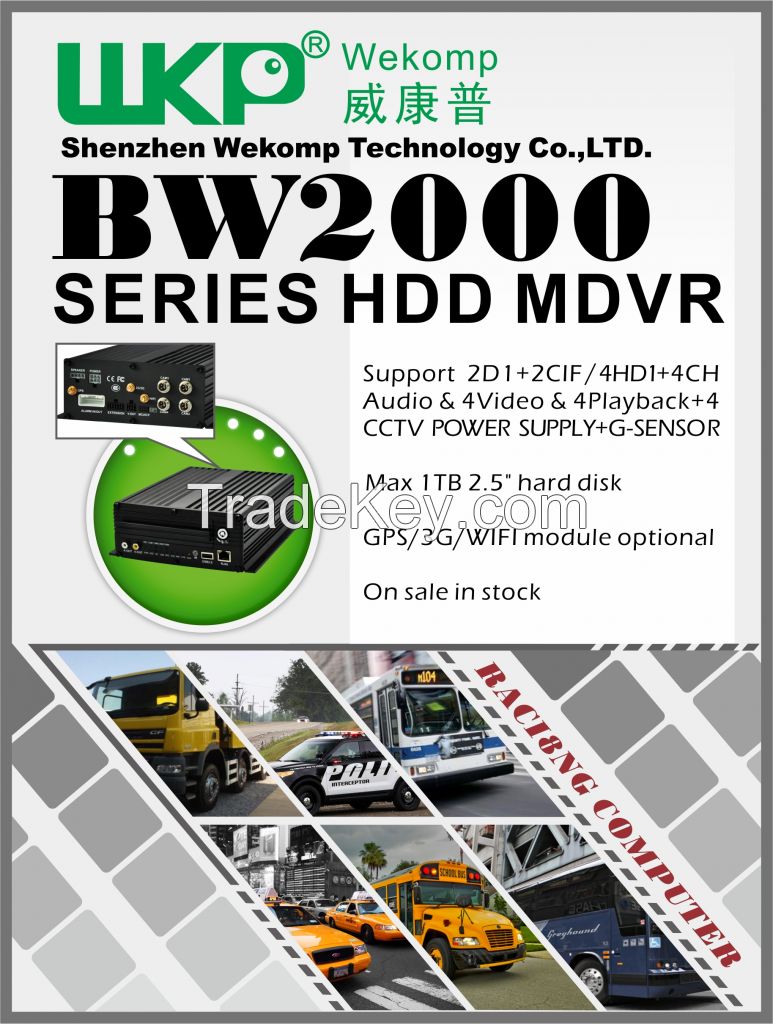 WKP 3G 4CH HDD Vehicle Mobile DVR BW Series Video Surveillance Car Security