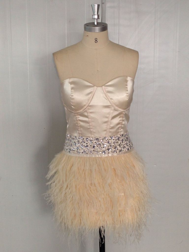 lovely feather short mini skirts prom dancing dress 