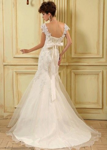 strap lace deluxe embroidery wedding dress 