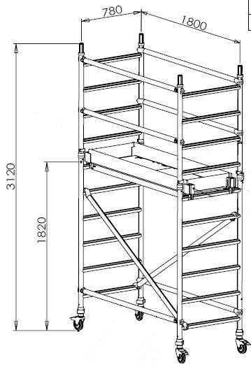 Folding mobile aluminum scaffolding tower