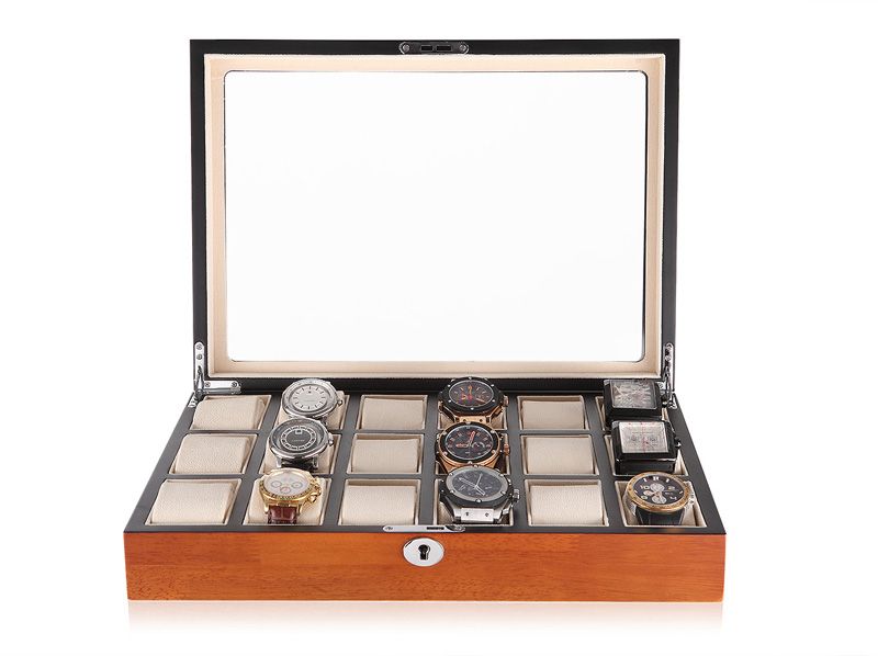 watch storage box display case solid wood watch case 18 grid watch collector case Brand new High quality