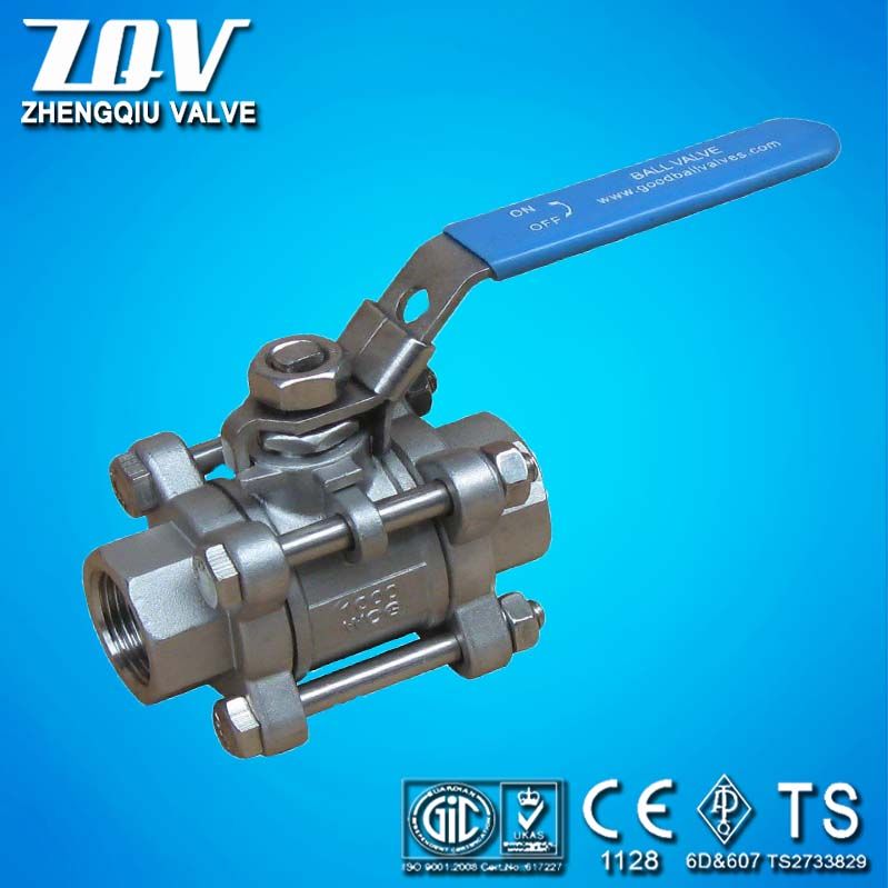 3pc stainless steel ball valve with key