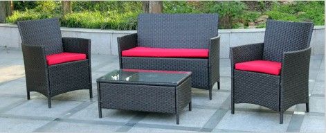 4 pieces KD Rattan wicker sofa set 