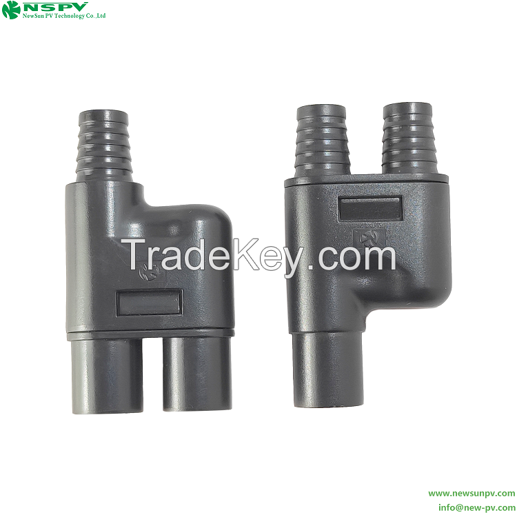 UV Resistant PV3.0 2 to 1 Solar Branch Connector 1000VDC T Branch Connector For mc3 Rubber Connector For Solar System