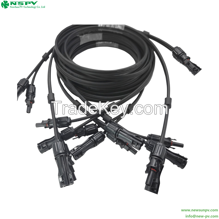 Solar Twin Extension Cable With DC Connectors 1000V/1500V Customized Cable Length