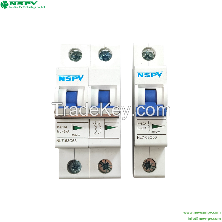 Miniature Circuit Breaker 1/2/3/4P DC Circuit Breaker Finder Solar Electricity Kits MCB Isolator Switch Distribution Box Connector