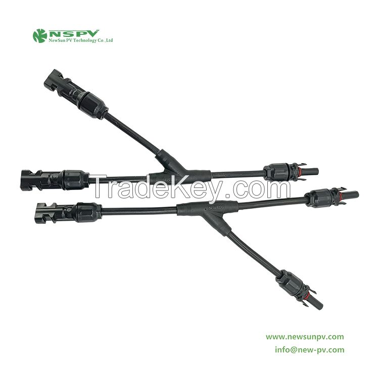 2 in 1 Solar Branch Connector IP68 Waterproof Solar Wiring For Solar System Parallel Connections