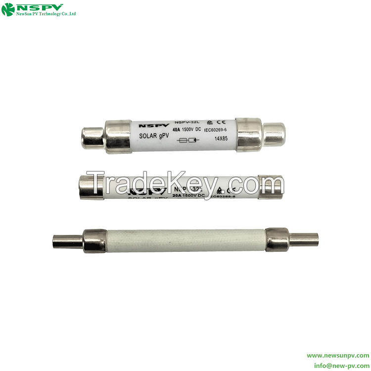 Solar DC Fuses High Voltage 1500VDC 2A-50A Photovoltaic Fuse Link For Solar Energy System