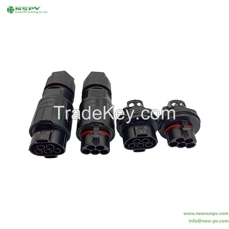 TUV Certificate 4P 5P Solar AC Connector For Solar Inverter IP68 Waterproof  AC Connector 5Cores