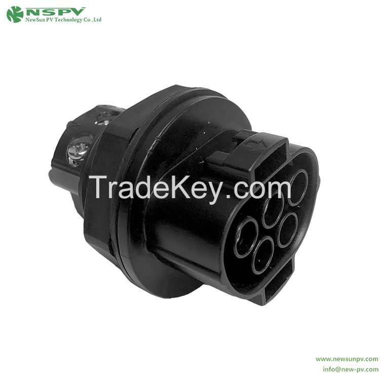 5Pin PV AC Wire Connector 500V Solar AC Connector Max. 50A Panel Female Type For Solar Inverter Connections