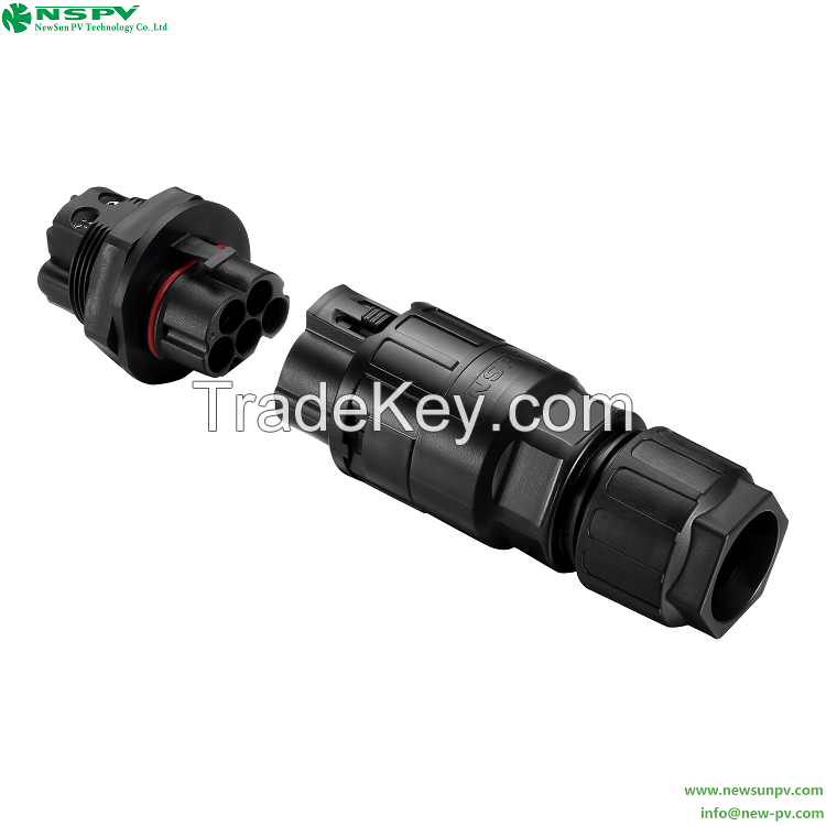 5Pin Solar AC Power Connector 500V AC Wire Connector Waterproof Cable Female For Solar Inverter And Combiner Box