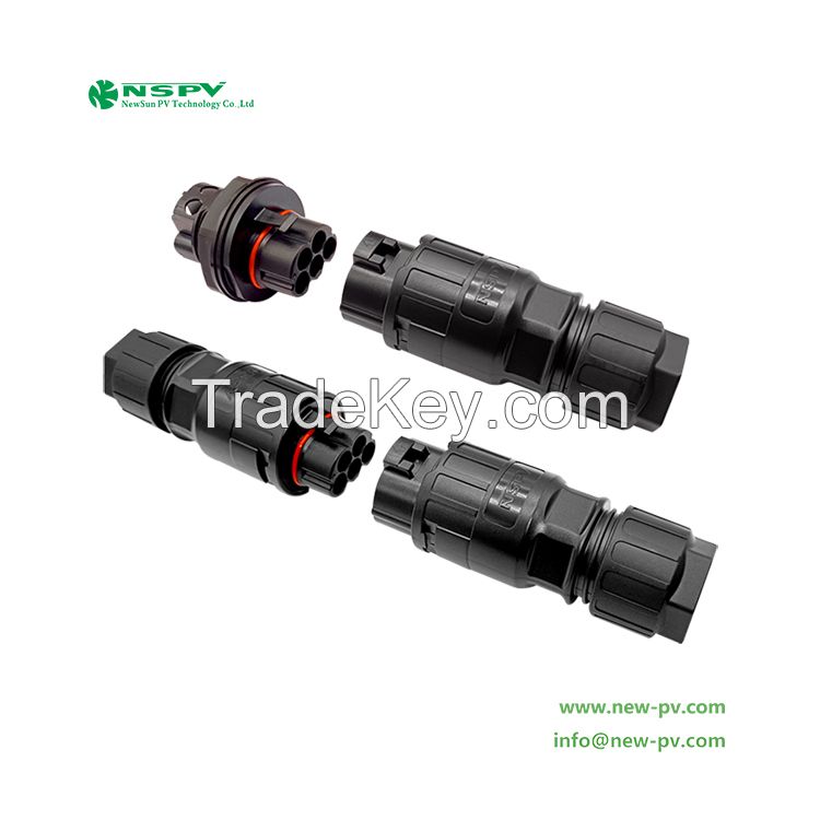 5Pin PV AC Wire Connector 500V Solar AC Connector Max. 50A Panel Female Type For Solar Inverter Connections