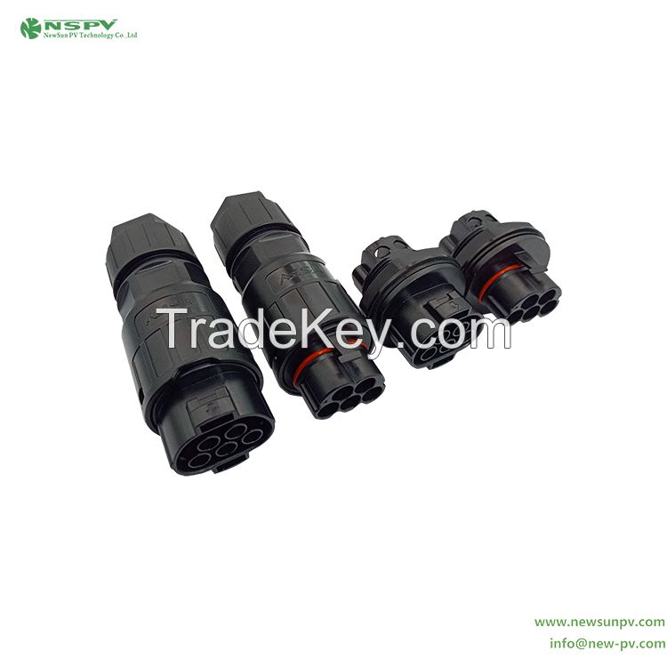 5Pin PV AC Connector 500V AC Power Connector Max. 50A Panel Male Type For Solar Inverter Connections