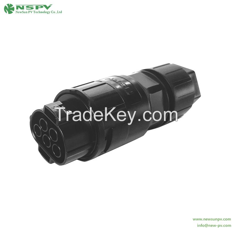 5Pin PV AC Connector 500V AC Power Connector Max. 50A Panel Male Type For Solar Inverter Connections