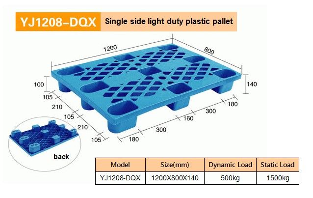 1208 single side light duty plastic pallets