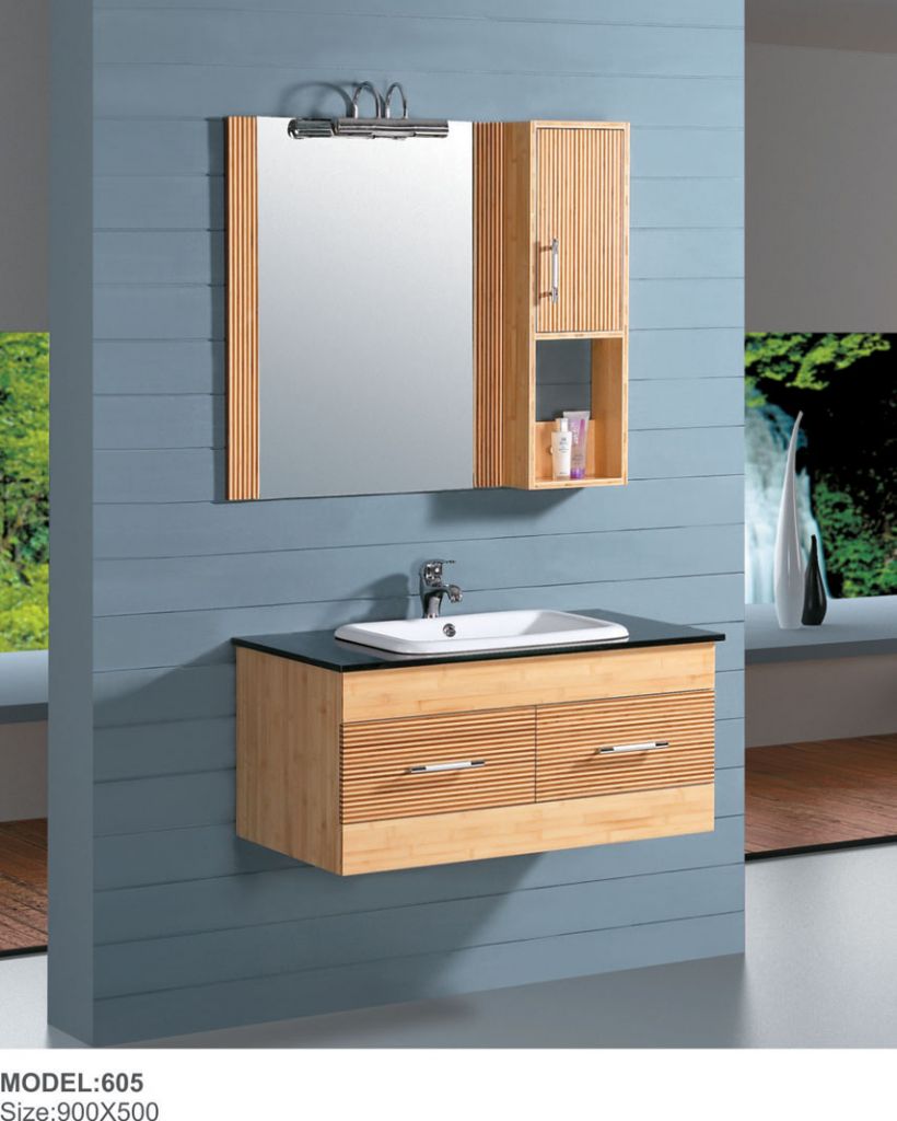 Bamboo Bathroom cabinet, Hanging Bamboo mirrored bathroom cabinet with modern style, Wall-Mounted bathroom vanity (601-605)