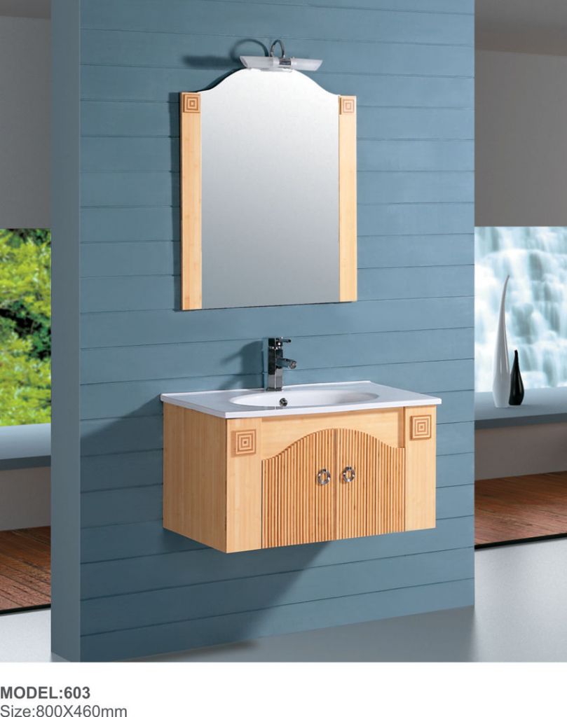 Bamboo Bathroom cabinet, Hanging Bamboo mirrored bathroom cabinet with modern style, Wall-Mounted bathroom vanity (601-605)