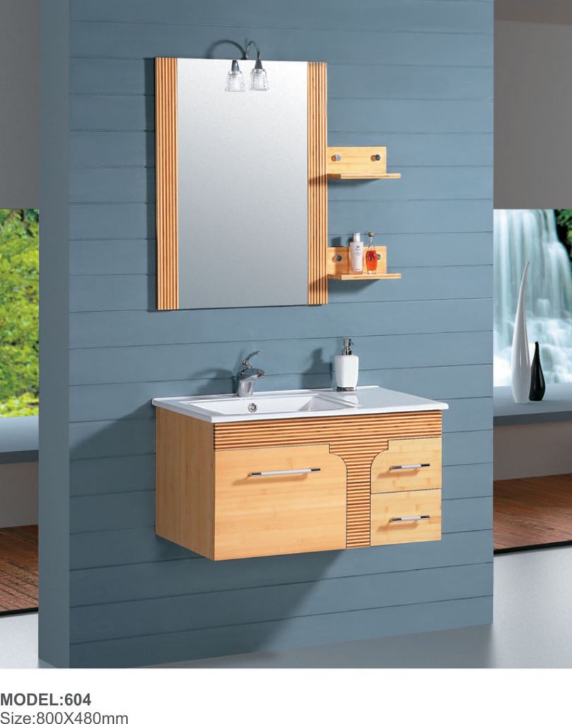 Bamboo Bathroom cabinet, Hanging Bamboo mirrored bathroom cabinet with modern style, Wall-Mounted bathroom vanity (601-605)