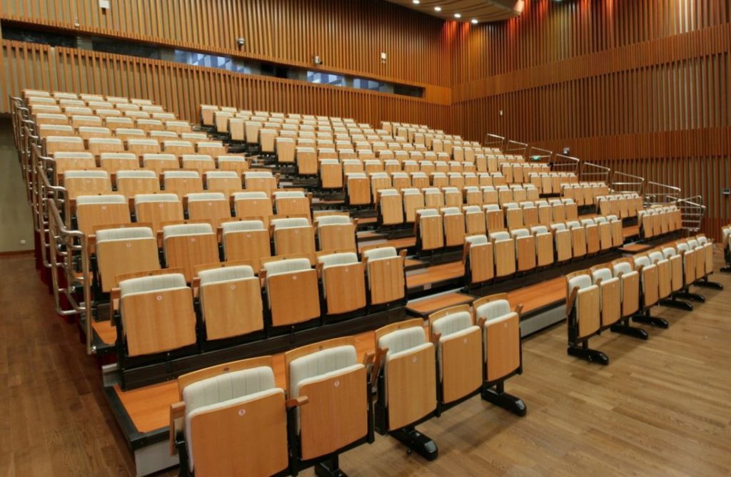 premium tiered seating, telescopic seating, theater seating, retractable seating, waiting area seat