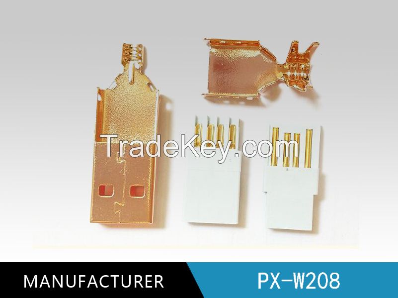 3u gold plated Usb2.0 a Male to B Male Plug Gold Plated Connector Case