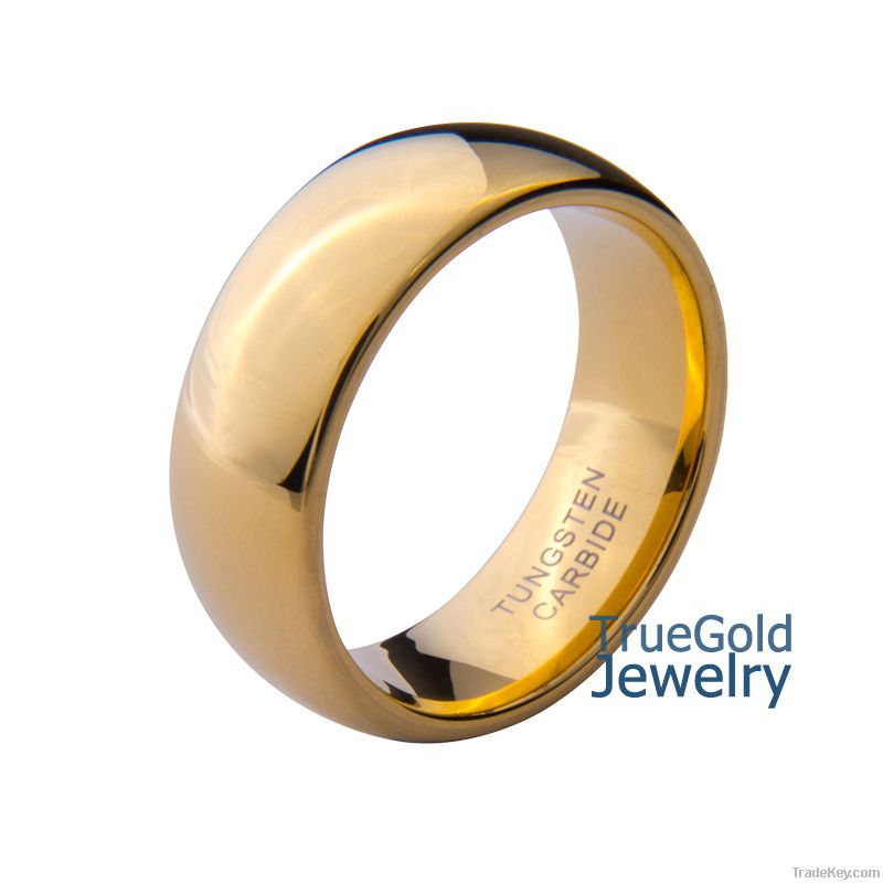 Wedding band, Gold Tungsten carbide ring