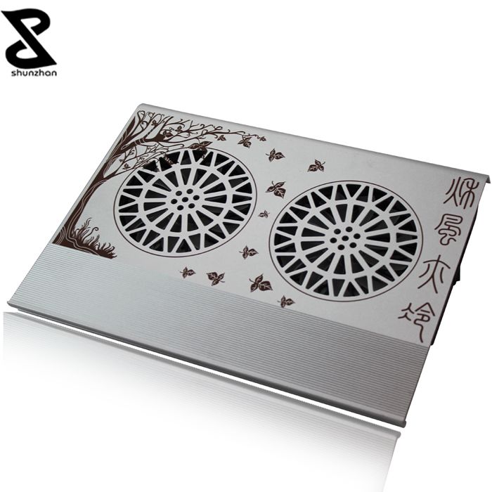 beautiful aluminum laptop cooler with double fans