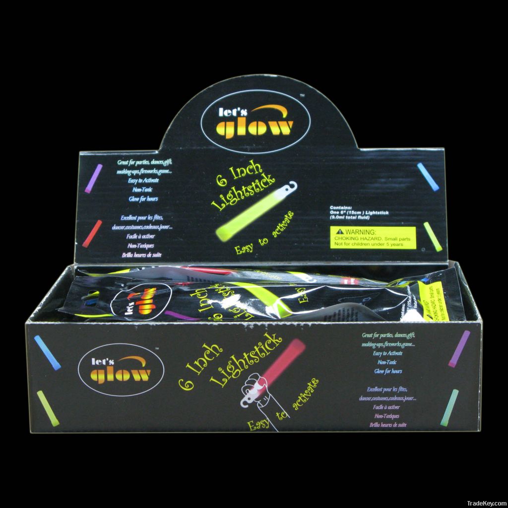 6 &quot; Glow Stick With Hook 15x150mm 6 Inch Glow Light Stick 6 &quot; Luminesc