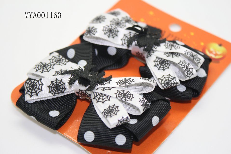 halloween day spider 2pk hair bows set for girls