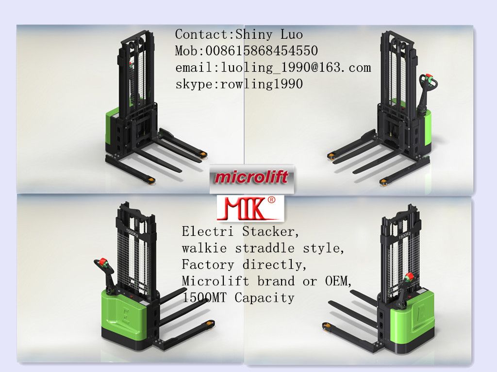 Straddle Electric stacker factory, microlift or OEM brand, 1.5MT Capacity, ES15S Model