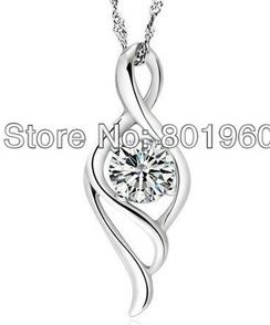 18K white gold plated cubic zircon necklace fashion jewelry