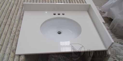 engineered marble vanity,white quartz countertop