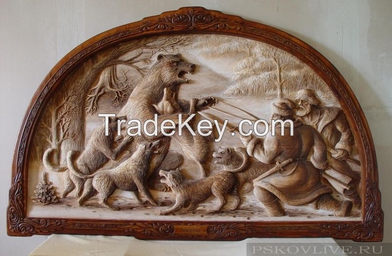 Carved furniture, carved tables, carved painting, carved icons