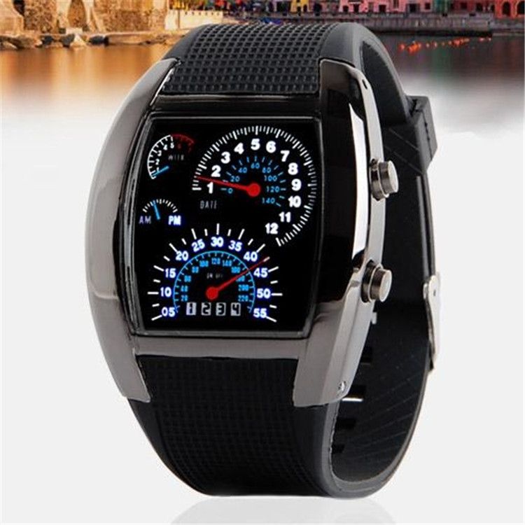 Ressian hot selling patent led speedometer 3 circle waterproof watch