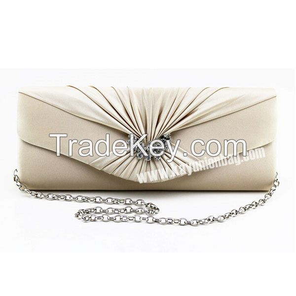 Womens Silk Satin Pleated Evening Bag