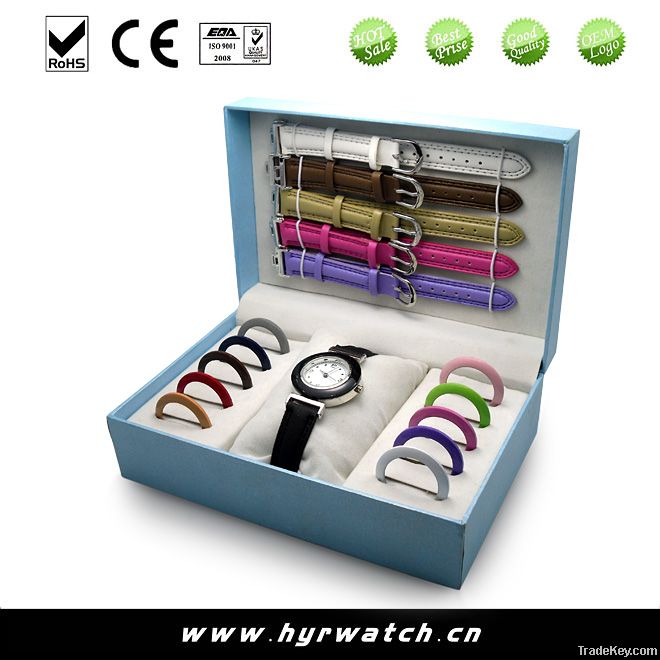 hot sell lady interchangeable watch gift set