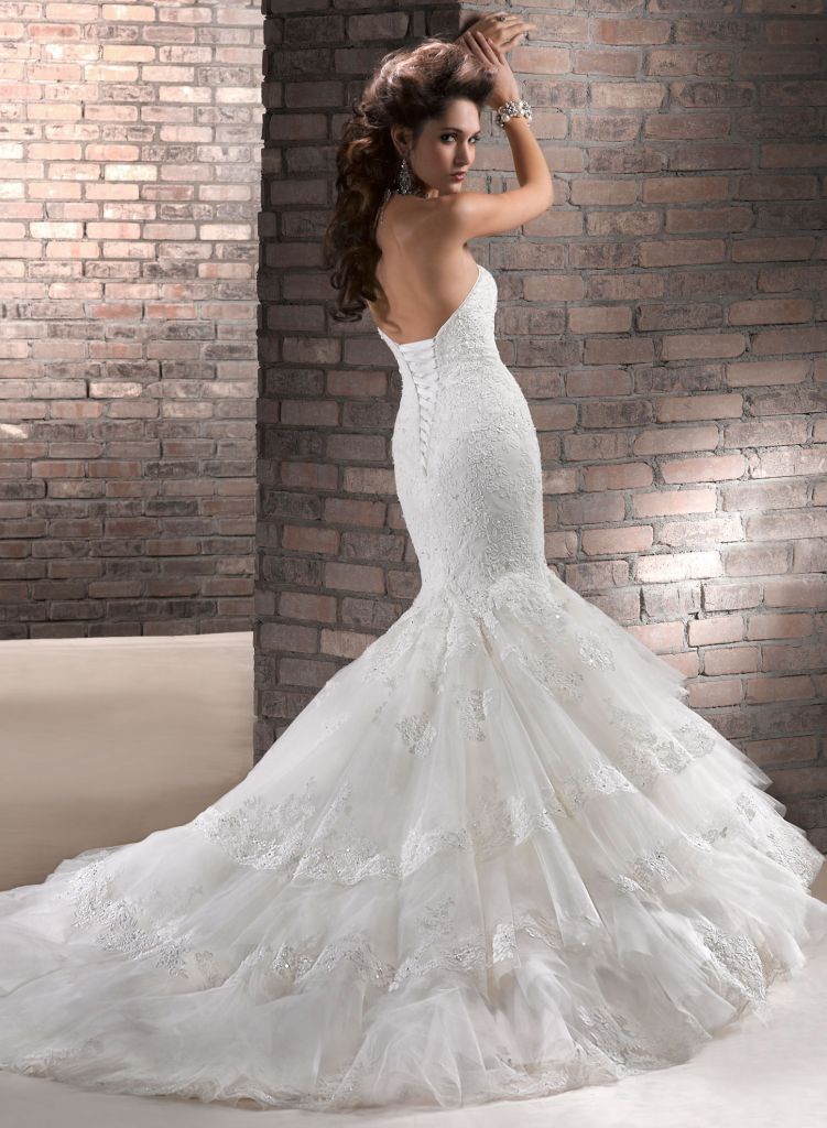 Sweetheart Mermaid Lace Beading Tulle Off-shoulder Bridal Gown 