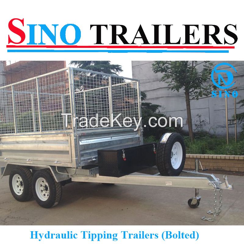 10X6 FT Galvanised Hydraulic Tipping Box Trailer with Cage