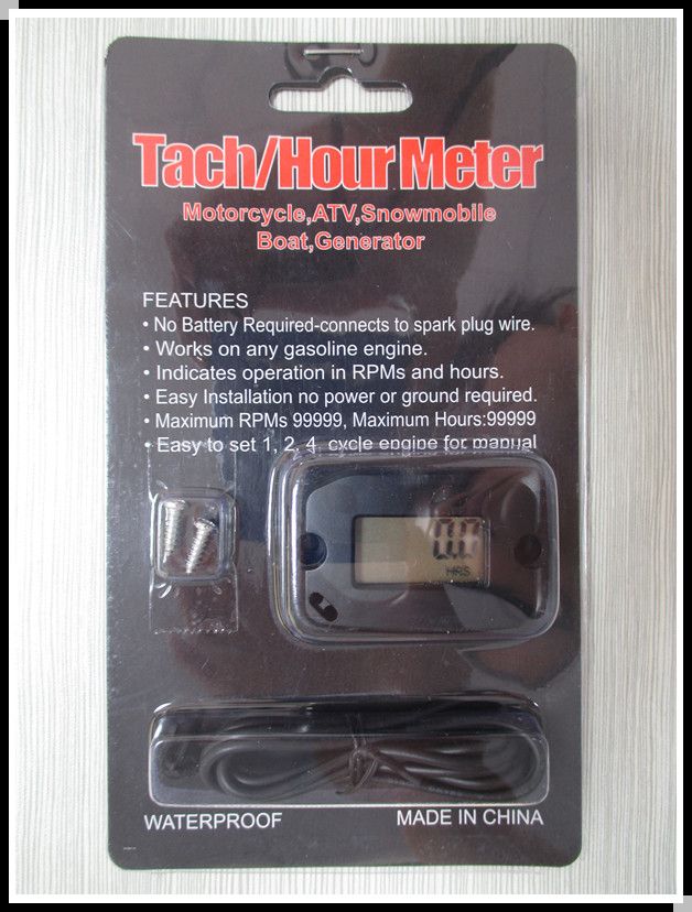 Inductive Hour Meter Record MAX RPM Tachometer for Jet ski,Motorcycle,turf rakes,tiller,brush cutter