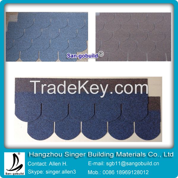 5 tab type half round asphalt tile roofing