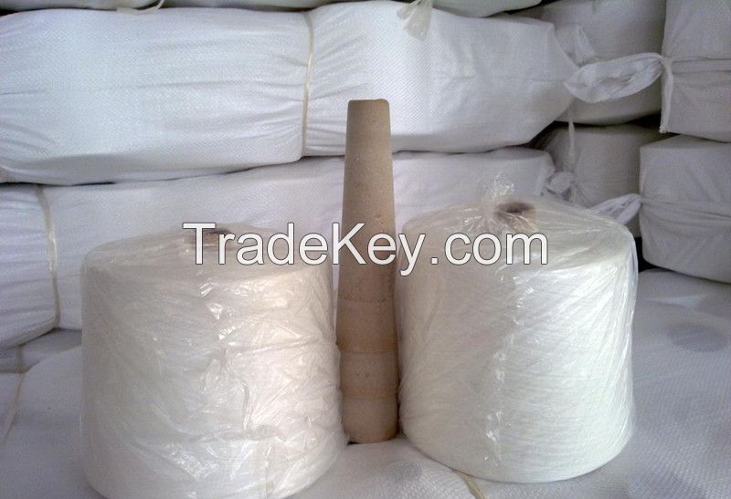 100% Dyed Polyester Cotton Recycled Yarn For Weaving Kinntting