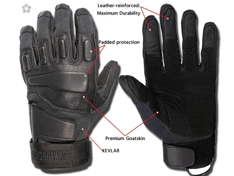 Black leather gloves