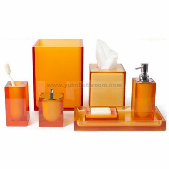 orange luxury hotel resin bathroom accessories sets