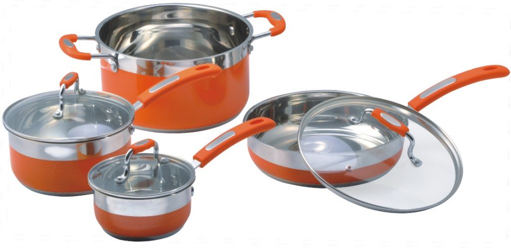 Stainless steel   painted colorful cookware 