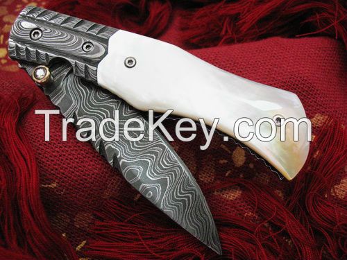 Custom Handmade Damascus Folding Knife