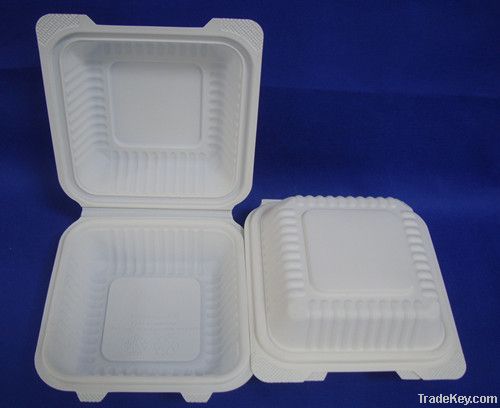 disposable biodegradable cornstarch clamshell takeout boxes