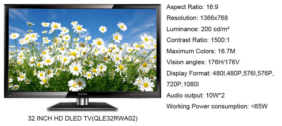 32&quot; DLED TV With HDMI and USB. ATSC and DVB-T Optional