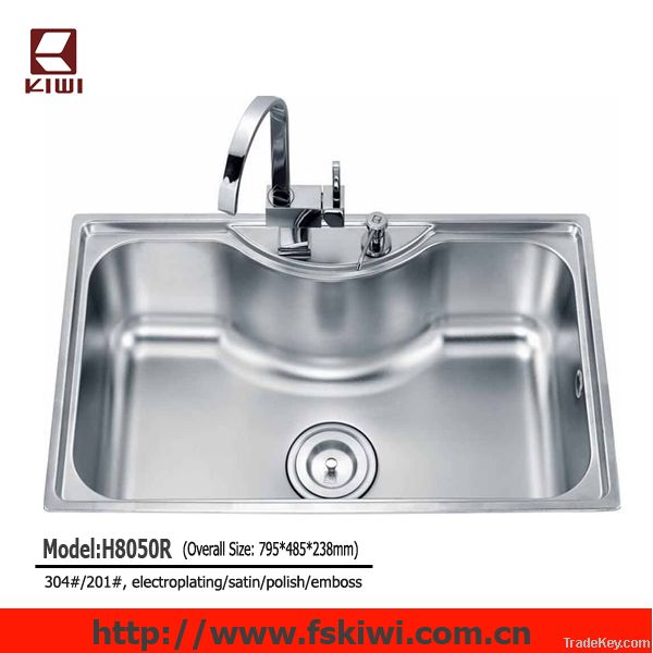 topmount big size single bowl stainless steel kitchen sink