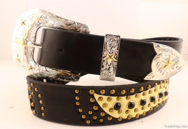 Bling western cheap genuine leather belt